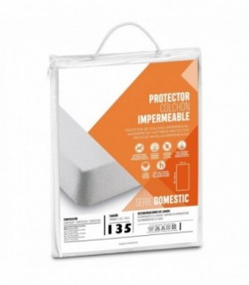 Protector de Colchon Impermeable, 100% Poliéster Microfibra, Transpirable con Elástico (135cm)