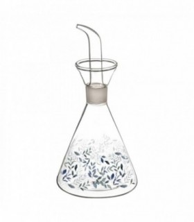 Aceitera de Cristal, Antigoteo, 250 ml, Cristal Transparente (Floral)