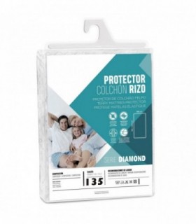 Protector de Colchón Rizo, 100% Poliéster, Blanco con Elástico, 190/200cm, Transpirable (135cm)