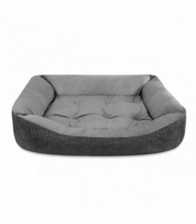 Cama de Perro, Terciopelo, Interior de Fibras de Algodón (Mediana 70x50X17cm, Gris)