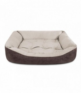 Cama de Perro, Terciopelo, Interior de Fibras de Algodón (Mediana 70x50X17cm, Marron)