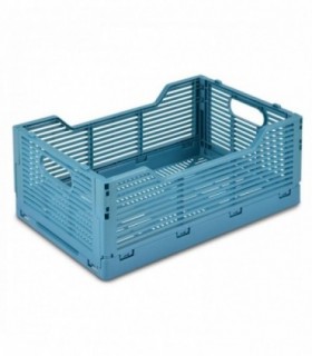 Caja Plegable Apilable, Plástico Resistente Libre de BPA (M, Azul Mineral)