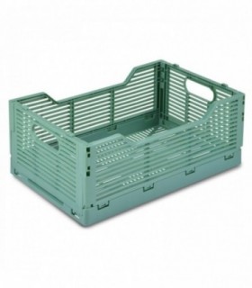 Caja Plegable Apilable, Plástico Resistente Libre de BPA (M, Salvia)