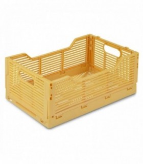 Caja Plegable Apilable, Plástico Resistente Libre de BPA (L, Ocre)
