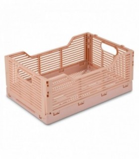 Caja Plegable Apilable, Plástico Resistente Libre de BPA (L, Rosa Granito)