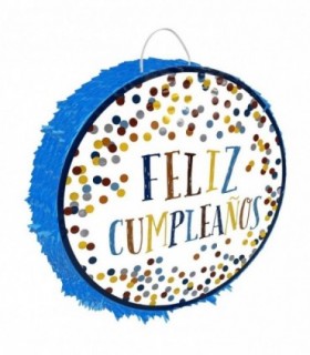 Piñata de Cartón y Papel de Color para Colgar y Rellenar (Feliz cumpleaños 48x9x48cm)