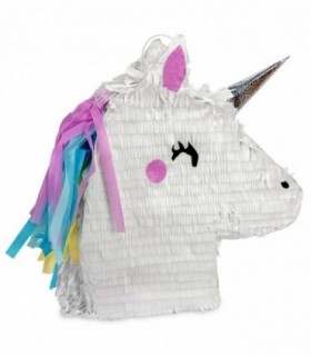Piñata de Cartón y Papel de Color para Colgar y Rellenar (Unicornio 40x8,5x42cm)