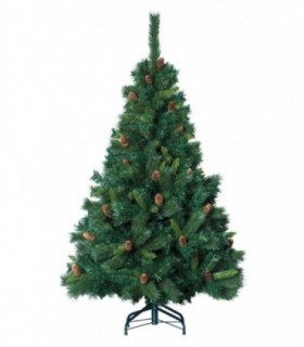 Árbol de Navidad, Soporte de Pie Metálico, Frondoso con Piñas, 667 Ramas (Verde con PIÑAS, 180CM)