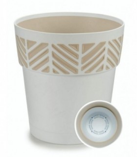 Maceta de Plástico + Bandeja Interior + Bajoplato (Blanco, 25 cm)