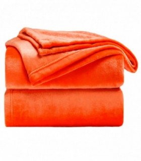 Manta para Sofá de Terciopelo, 100% Microfibra (Naranja, 220 X 240 CM)