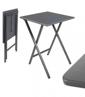 Mesa Plegable, Acero y MDF, 48x48x65 cm (Gris)