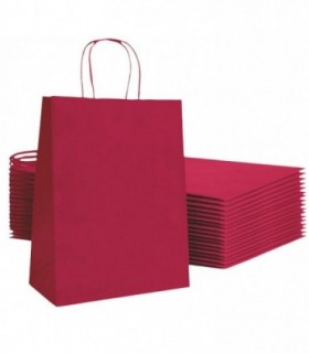 Pack 25 Bolsas de Papel de Regalo con Asa (22x31 +12 cm, Roja)
