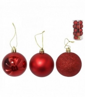 Pack Bolas de Navidad, Surtido (Rojo, Pack 20 x Ø 8 cm)