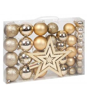 Pack de 42 Adornos Navideños para el Árbol de Navidad Surtidos (Oro)