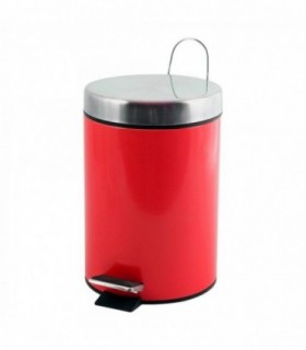 Papelera de Baño con Pedal, Cubo Extraible, Acero Inoxidable, 3L, ø17x25 cm (Rojo)