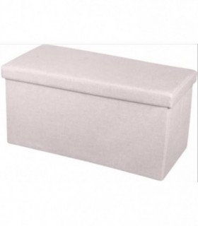 Puff Plegable de Tela de Almacenaje, 76x37,5x37,5 cm (Beige Doble)
