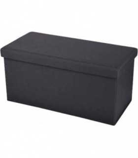 Puff Plegable de Tela de Almacenaje, 76x37,5x37,5 cm (Negro Doble)