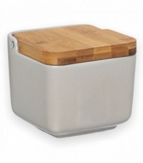 Salero de Cocina de Porcelana con Tapa (Salero Natural 12x12x11 cm)