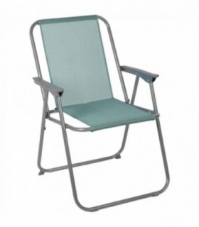 Silla de Playa Plegable con Reposabrazos, Acero y Lona Impermeable, 75x53x43 cm (Agua)