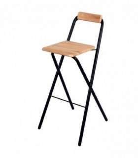 Taburete Alto de Cocina, Plegable, Metal y Madera (Vintage)