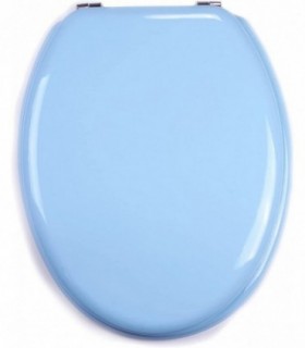Tapa wc Universal de Madera, Azul Claro, Bisagras de Acero Inox, 43,5x37,5 cm