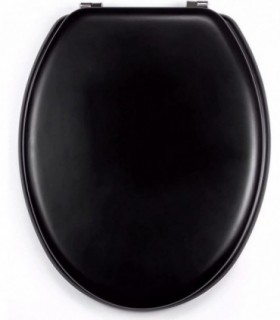 Tapa wc Universal de Madera, Negro Mate, Bisagras de Acero Inox, 43,5x37,5 cm