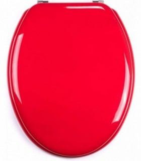 Tapa wc Universal de Madera, Rojo, Bisagras de Acero Inox, 43,5x37,5 cm