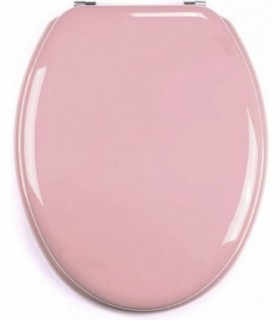 Tapa wc Universal de Madera, Rosa Pastel, Bisagras de Acero Inox, 43,5x37,5 cm