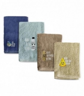 Pack de 4 Paños de Cocina Bordados, 50x50x0,5cm, 100% Algodón, Resistente y Absorbente (Oscuros)