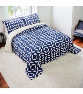 Edredón Nórdico con Borreguito y Funda de Almohada, Suave (135/150-220x240 cm, Azul)