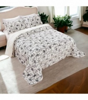 Edredón Nórdico con Borreguito y Funda de Almohada, Suave (135/150-220x240 cm, Gris)