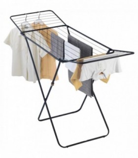 Tendedero de Ropa Plegable, Metálico Ligero, Negro, Capacidad 20m, 180x55x89 cm