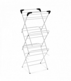 Tendedero Plegable 3 Alturas, Vertical, Metal y Plástico, Blanco, 47x41x136 cm