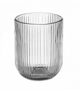 Vaso Caja 6 Unidades, Cristal de Rayas, no Apto para Lavavajillas ni Microondas (270 ml, Transparente)