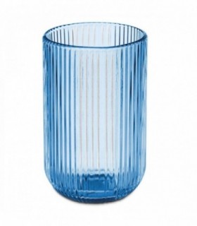 Vaso Caja 6 Unidades, Cristal de Rayas, no Apto para Lavavajillas ni Microondas (430 ml, Azul)