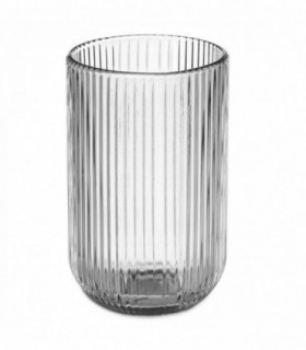 Vaso Caja 6 Unidades, Cristal de Rayas, no Apto para Lavavajillas ni Microondas (430 ml, Transparente)