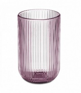 Vaso Caja 6 Unidades, Cristal de Rayas, no Apto para Lavavajillas ni Microondas (430 ml, Rosa)