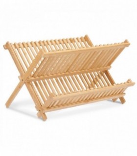 Escurreplatos de Bambú, 31,5x42x32 cm, Plegable y Resistente