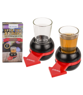 Juego de beber, Gira la flecha con chupito & base con flecha, para aprox. 50 ml, aprox. 10, 5 cm