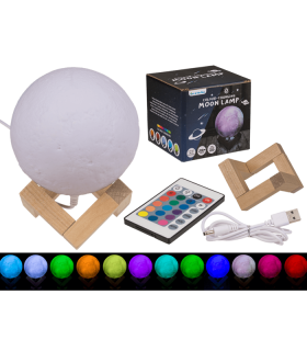 Lámpara que cambia de color, Luna, aprox. 10 cm, diferentes modos de brillo, con mando a distancia y cable USB