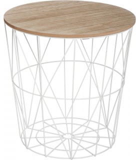 Mesa Auxiliar Nordica - Estructura Metalica y Tapa de Madera Extraible