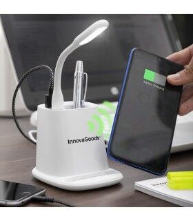 Cargador Inalámbrico con Soporte-Organizador y Lámpara LED USB 5 en 1 DesKing InnovaGoods