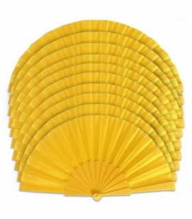 Pack de 10 Unidades Abanico, Tela y PVC, (Amarillo)