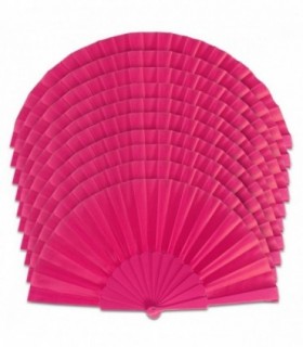 Pack de 10 Unidades Abanico, Tela y PVC,  (Fucsia)