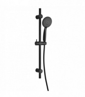 Alcachofa de Ducha de Alta Presión, Negro Mate, Ø11x25 cm (5 Funciones - Con Soporte y Manguera)