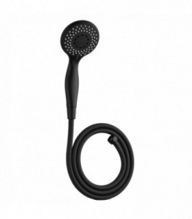 Alcachofa de Ducha de Alta Presión, Manguera de 1,5M, Negro Mate, Ø10x22 cm (3 Funciones - Con Manguera)