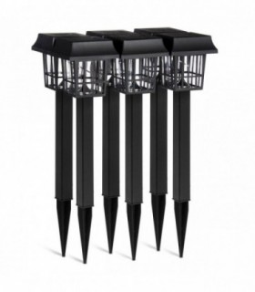 Pack de 6 Baliza Solar Exterior, 2V, LED,  Impermeable, (Negro Cuadrada)