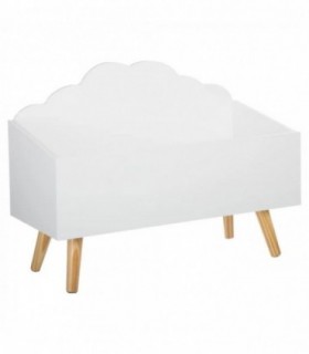 Baul de Juguetes Infantil, Madera, Blanco, 58 x 45 x 28 cm