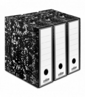 Pack de 3 Archivadores, Cartón Duro, Negro y Blanco, 29,5x8,5x35,5 cm