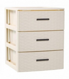 Cajonera de Plástico, Color Marfil, (3 Alturas - 36,5 x 39,5 x 46,5 cm)